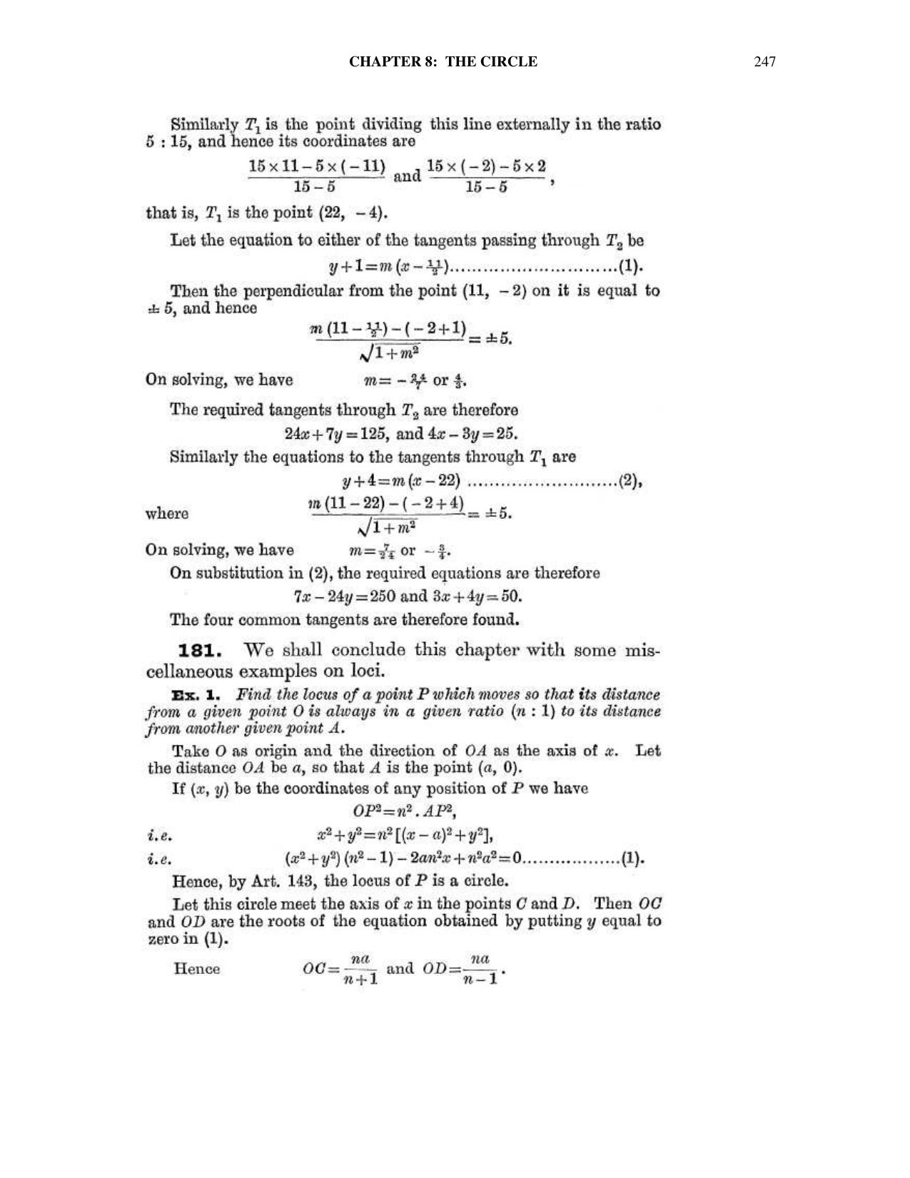 Chapter 8: The Circle - SL Loney Solutions: The Elements of Coordinate Geometry - Page 54