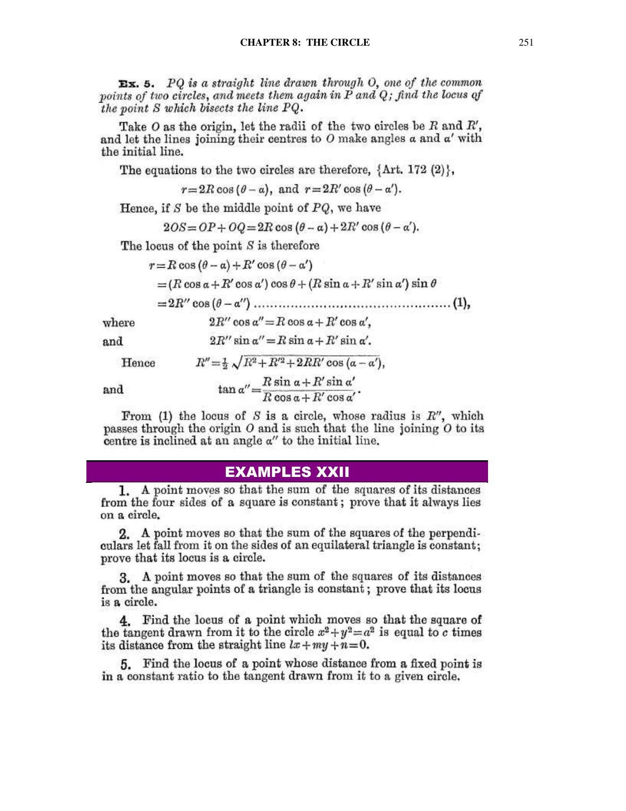 Chapter 8: The Circle - SL Loney Solutions: The Elements of Coordinate Geometry - Page 58