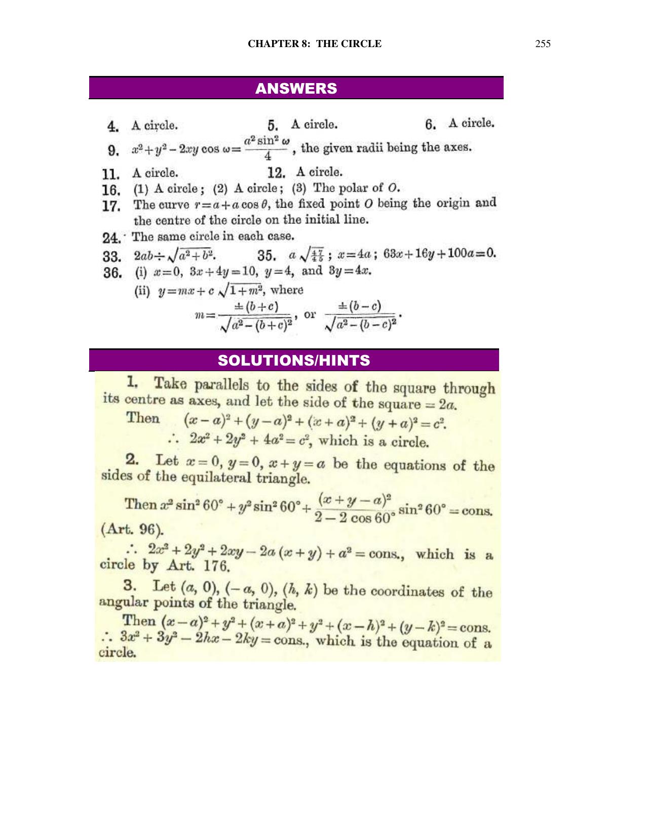 Chapter 8: The Circle - SL Loney Solutions: The Elements of Coordinate Geometry - Page 62