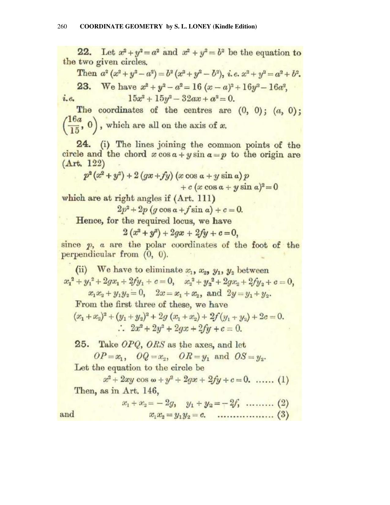 Chapter 8: The Circle - SL Loney Solutions: The Elements of Coordinate Geometry - Page 67