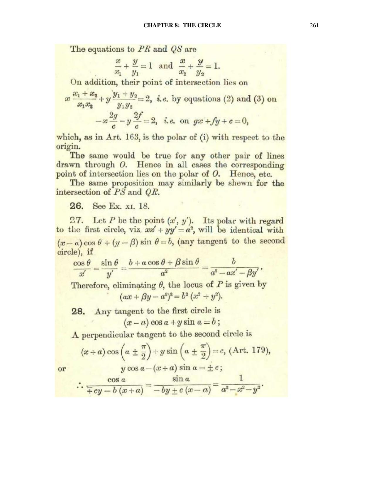 Chapter 8: The Circle - SL Loney Solutions: The Elements of Coordinate Geometry - Page 68