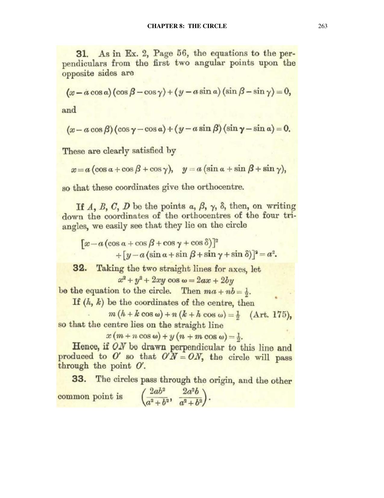 Chapter 8: The Circle - SL Loney Solutions: The Elements of Coordinate Geometry - Page 70