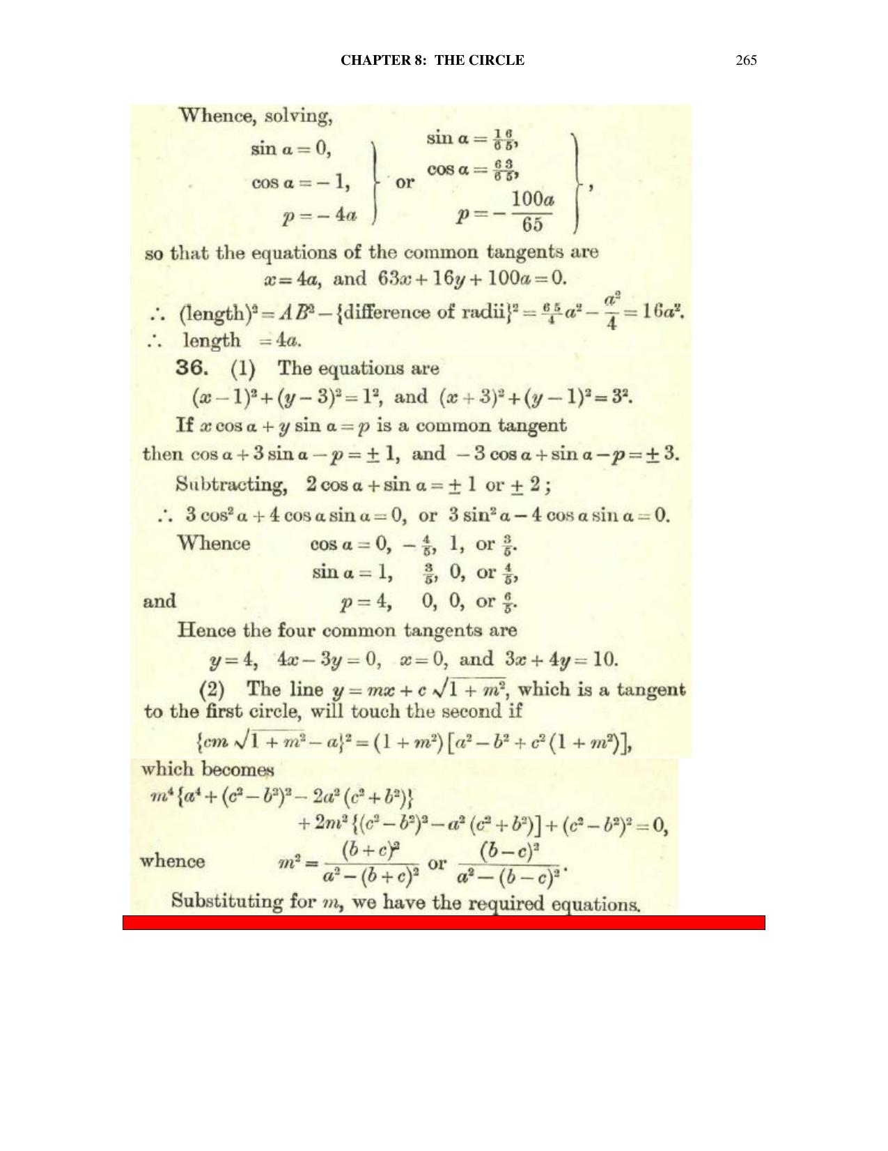 Chapter 8: The Circle - SL Loney Solutions: The Elements of Coordinate Geometry - Page 72