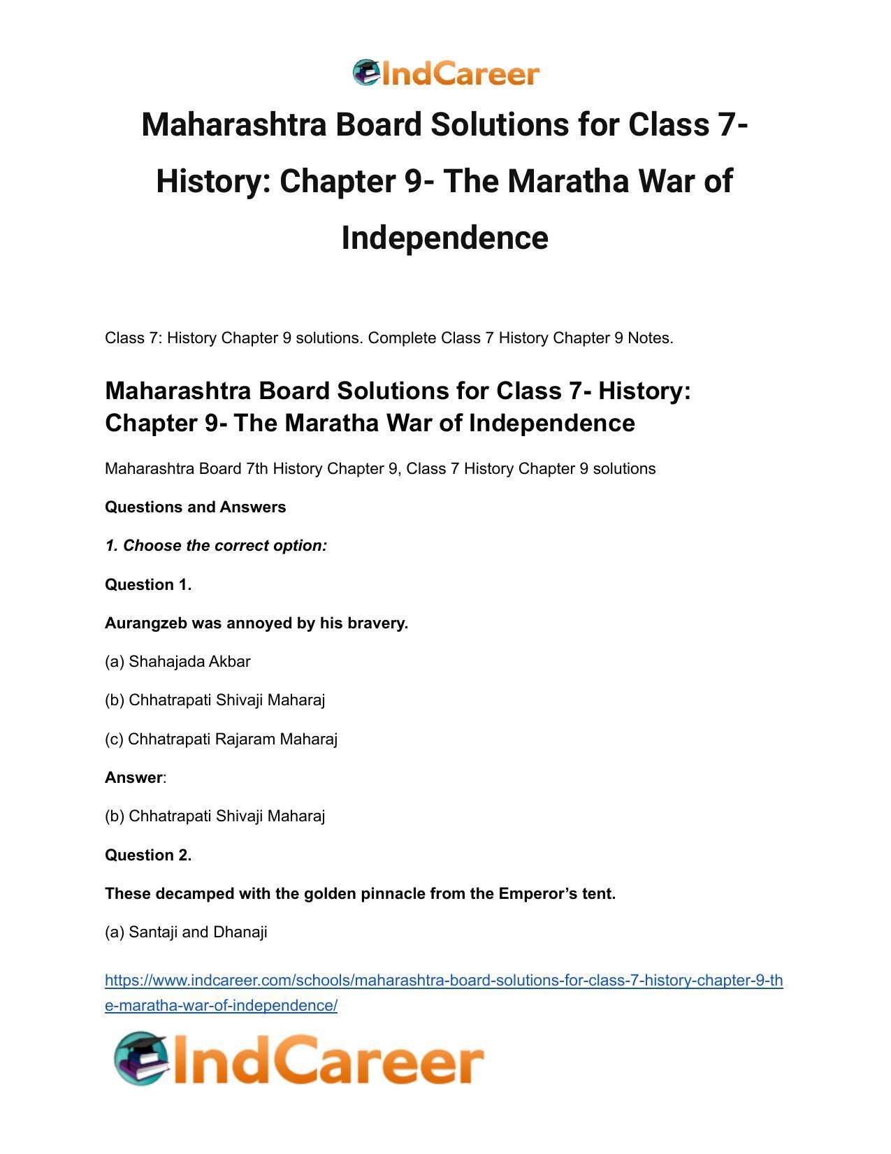 Maharashtra Board Solutions For Class 7- History: Chapter 9- The ...