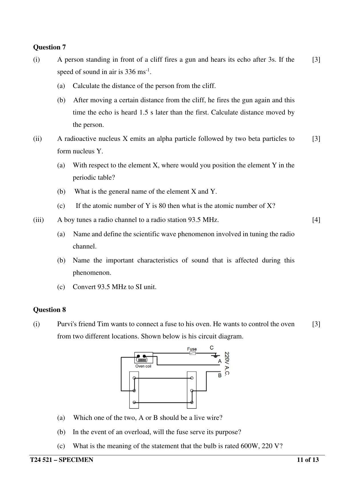 ICSE Class 10  2024 Physics Sample Paper - Page 11