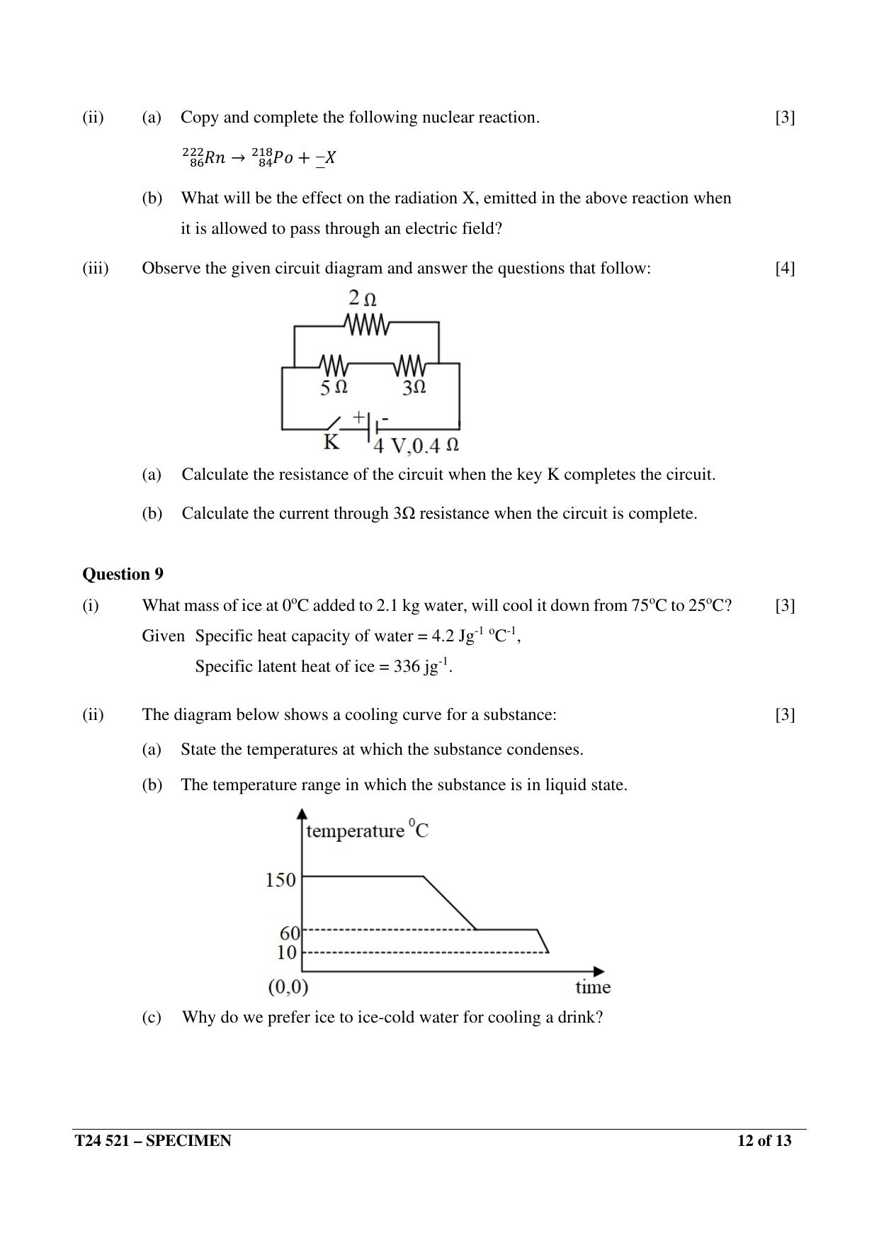 ICSE Class 10  2024 Physics Sample Paper - Page 12