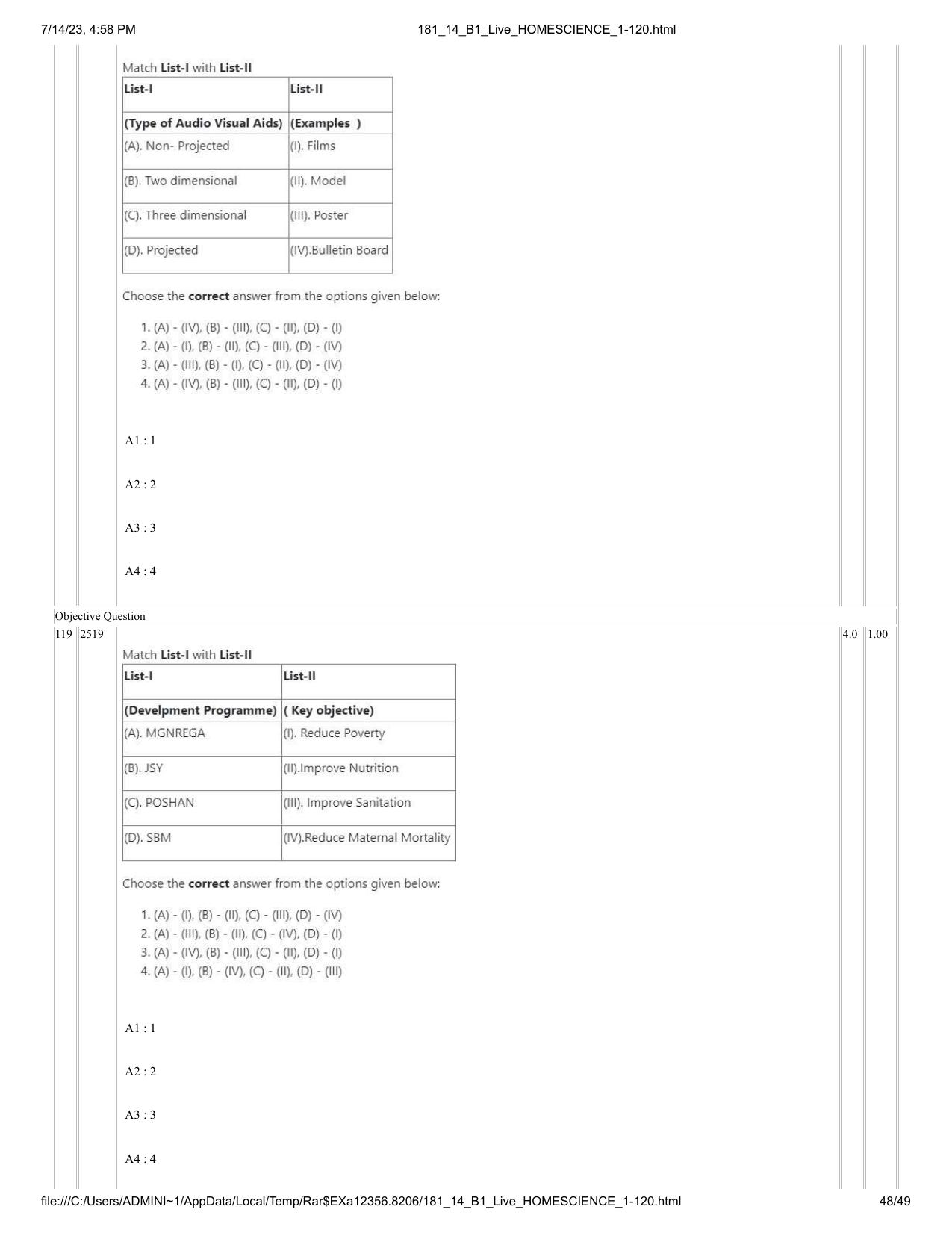 ICAR AIEEA PG 2023 HOME SCIENCE Question Paper- 14 July 2023 ...