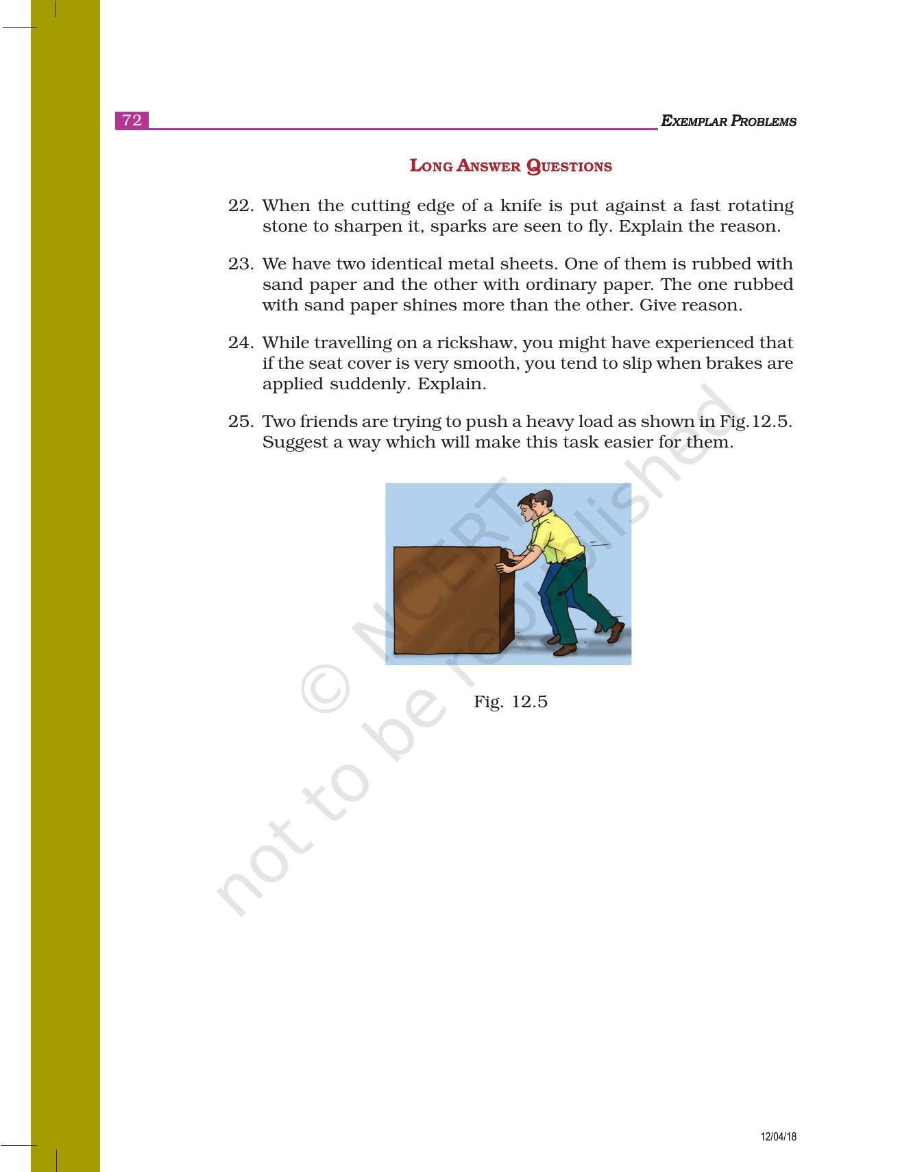 Ncert Exemplar Book For Class 8 Science Chapter 12 Friction 3700