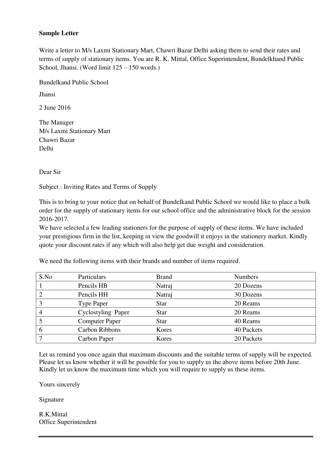 CBSE Worksheets for Class 11 English Letter Placing Order And Reply Assignment - Page 2