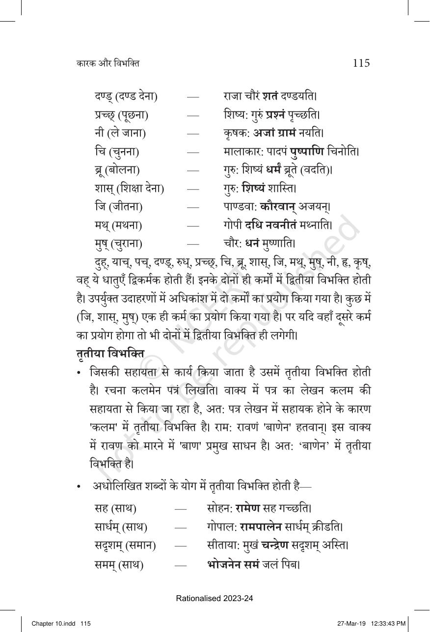 NCERT Book for Class 10 Sanskrit Chapter 10 कारक और विभक्ति