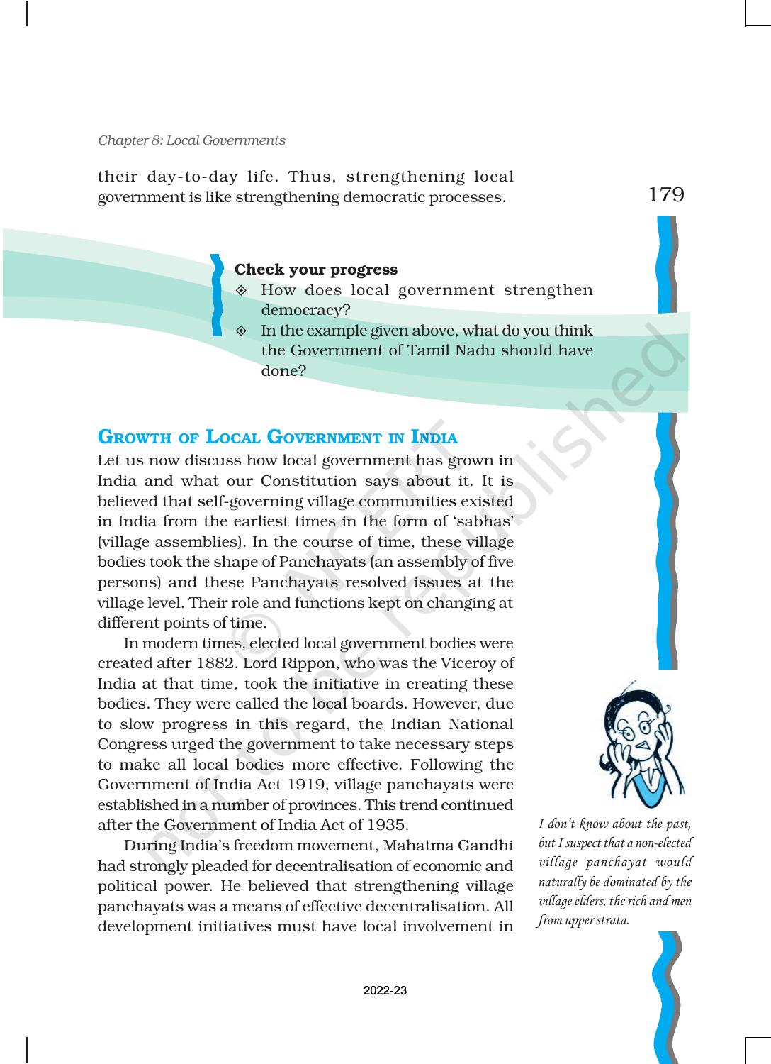 NCERT Book for Class 11 Political Science (Indian Constitution at Work) Chapter 8 Local Governments - Page 4