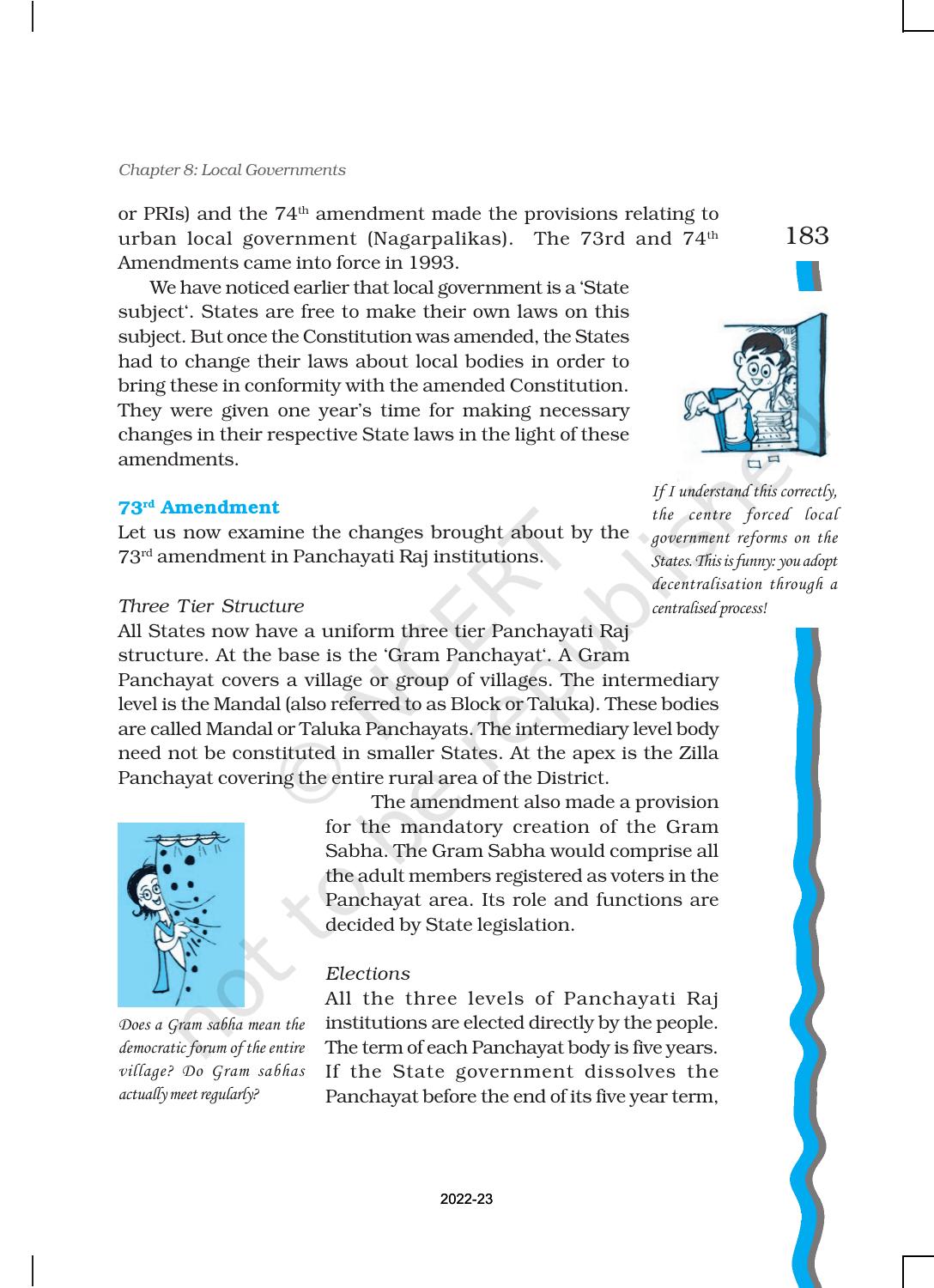 NCERT Book for Class 11 Political Science (Indian Constitution at Work) Chapter 8 Local Governments - Page 8