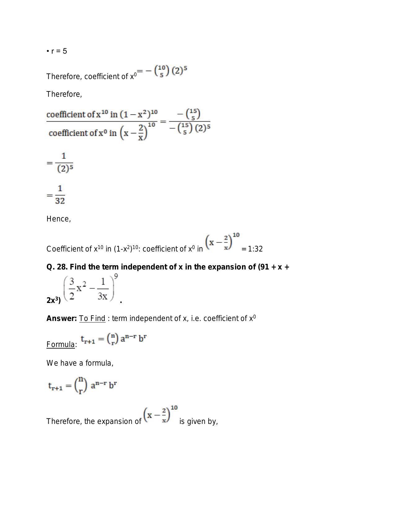 Chapter 10: Binomial Theorem: RS Aggarwal Class 11 Solutions  - Page 34