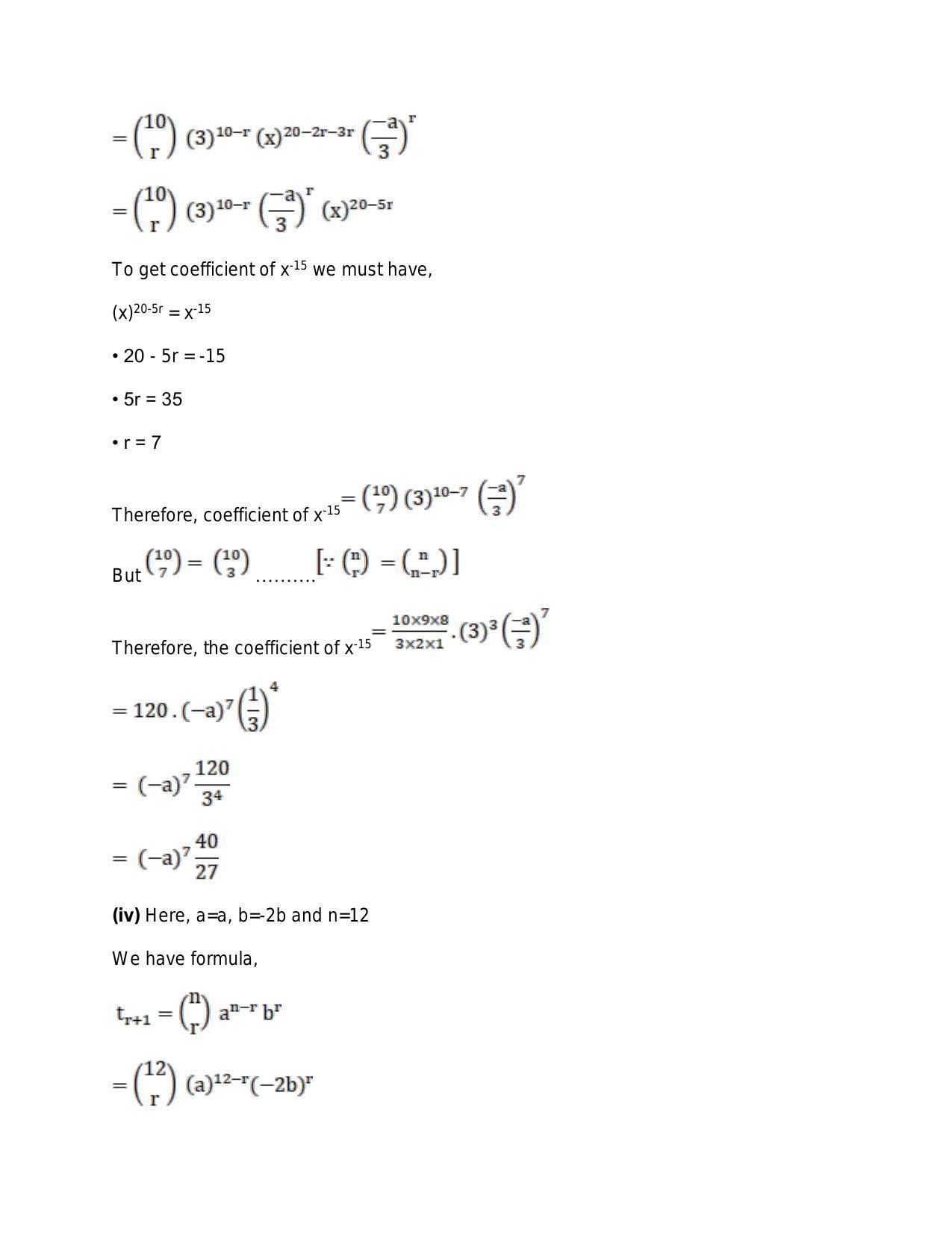 Chapter 10: Binomial Theorem: RS Aggarwal Class 11 Solutions  - Page 40