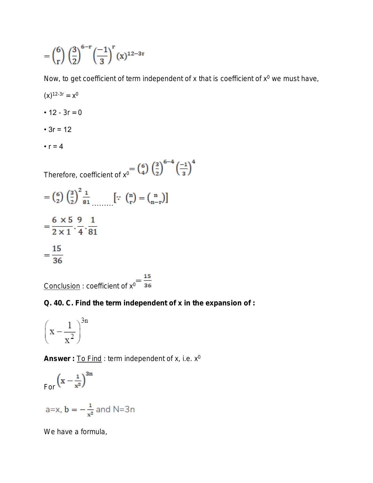 Chapter 10: Binomial Theorem: RS Aggarwal Class 11 Solutions  - Page 62