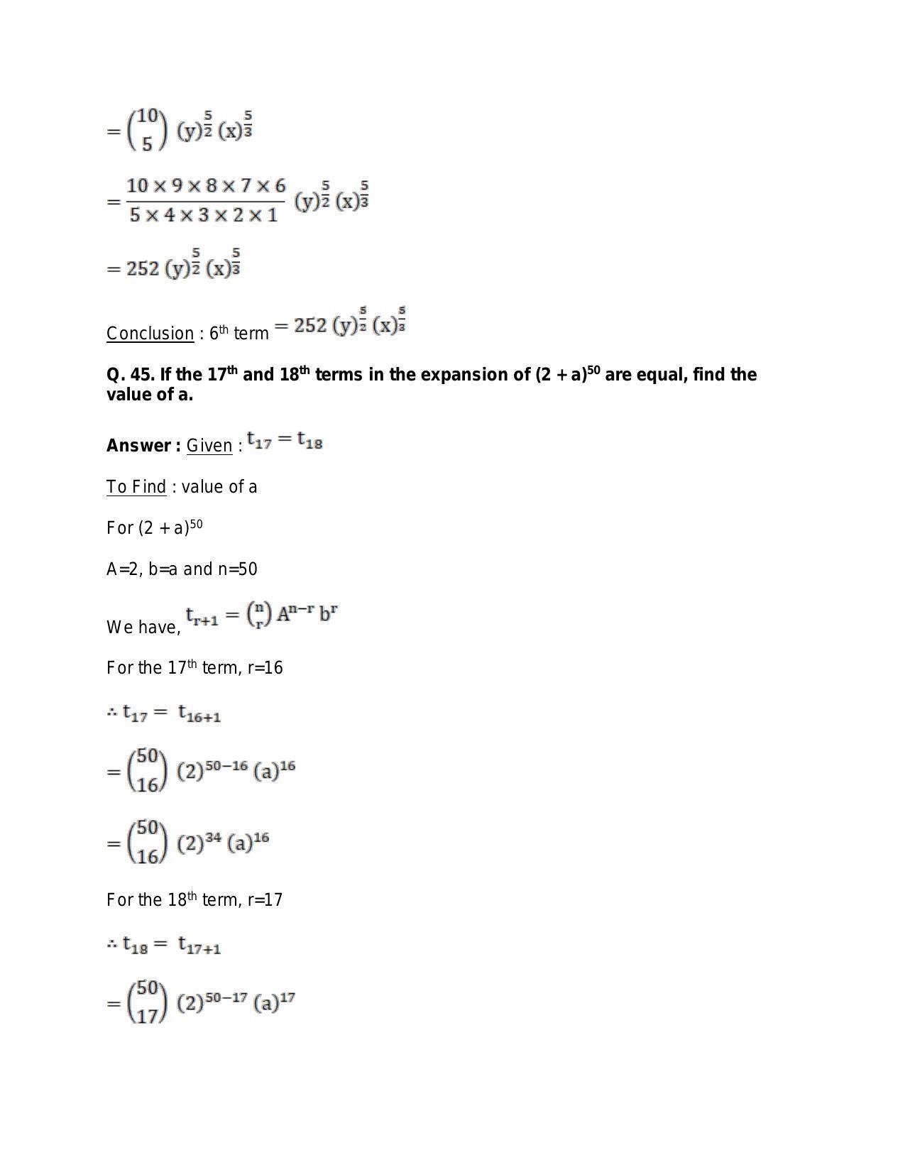 Chapter 10: Binomial Theorem: RS Aggarwal Class 11 Solutions  - Page 72