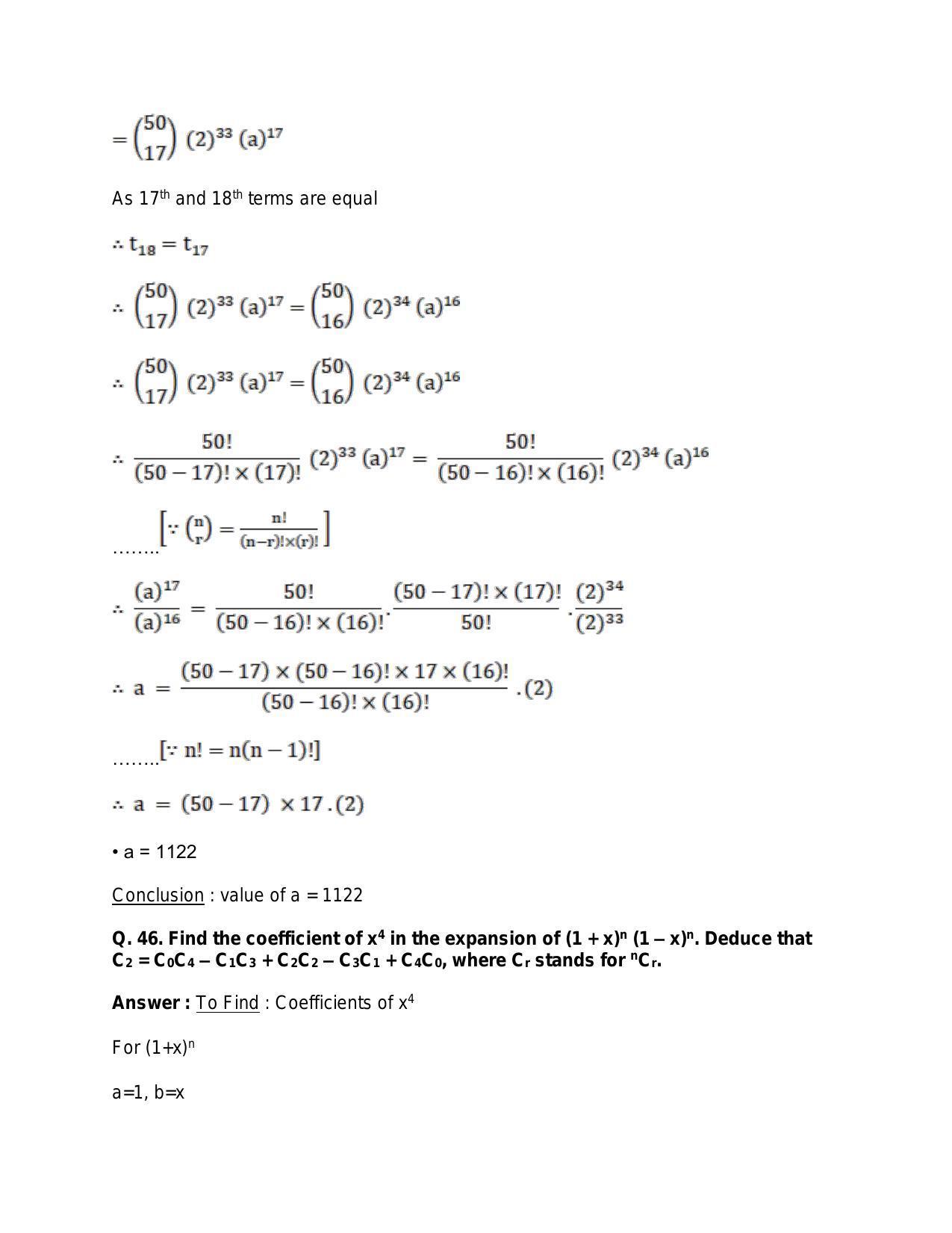 Chapter 10: Binomial Theorem: RS Aggarwal Class 11 Solutions  - Page 73