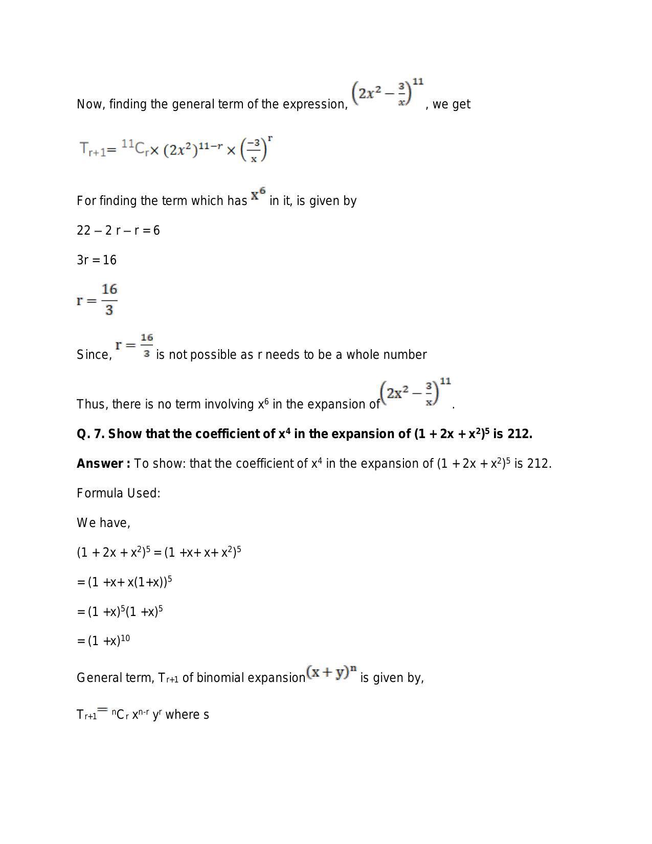 RS Aggarwal Solutions for 11th Class Maths Chapter 10-Binomial Theorem ...