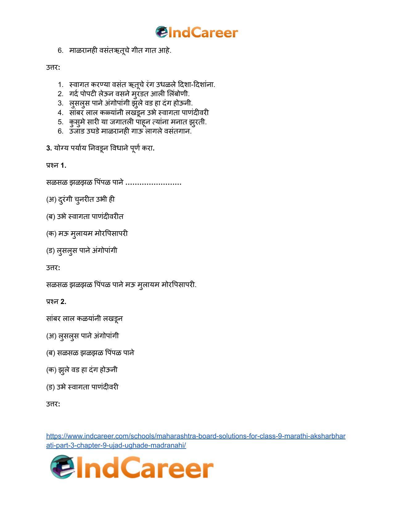 Maharashtra Board Solutions for Class 9- Marathi Aksharbharati (Part- 3