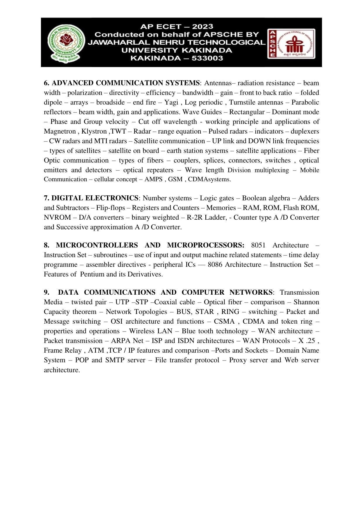 AP ECET ELECTRONICS AND COMMUNICATION ENGINEERING Syllabus - Page 2