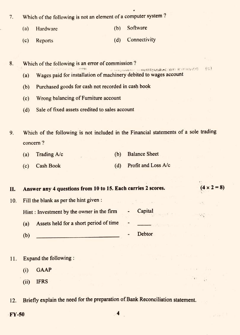 Kerala Plus One 2022 Accountancy with CA Question paper EM - Page 3