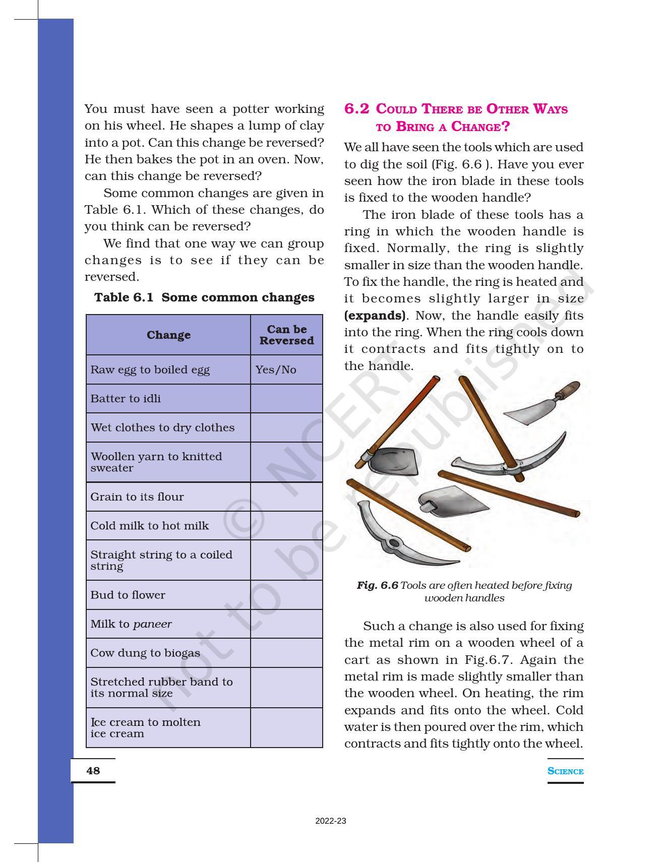 NCERT Book For Class 6 Science: Chapter 6-Changes Around Us - IndCareer ...