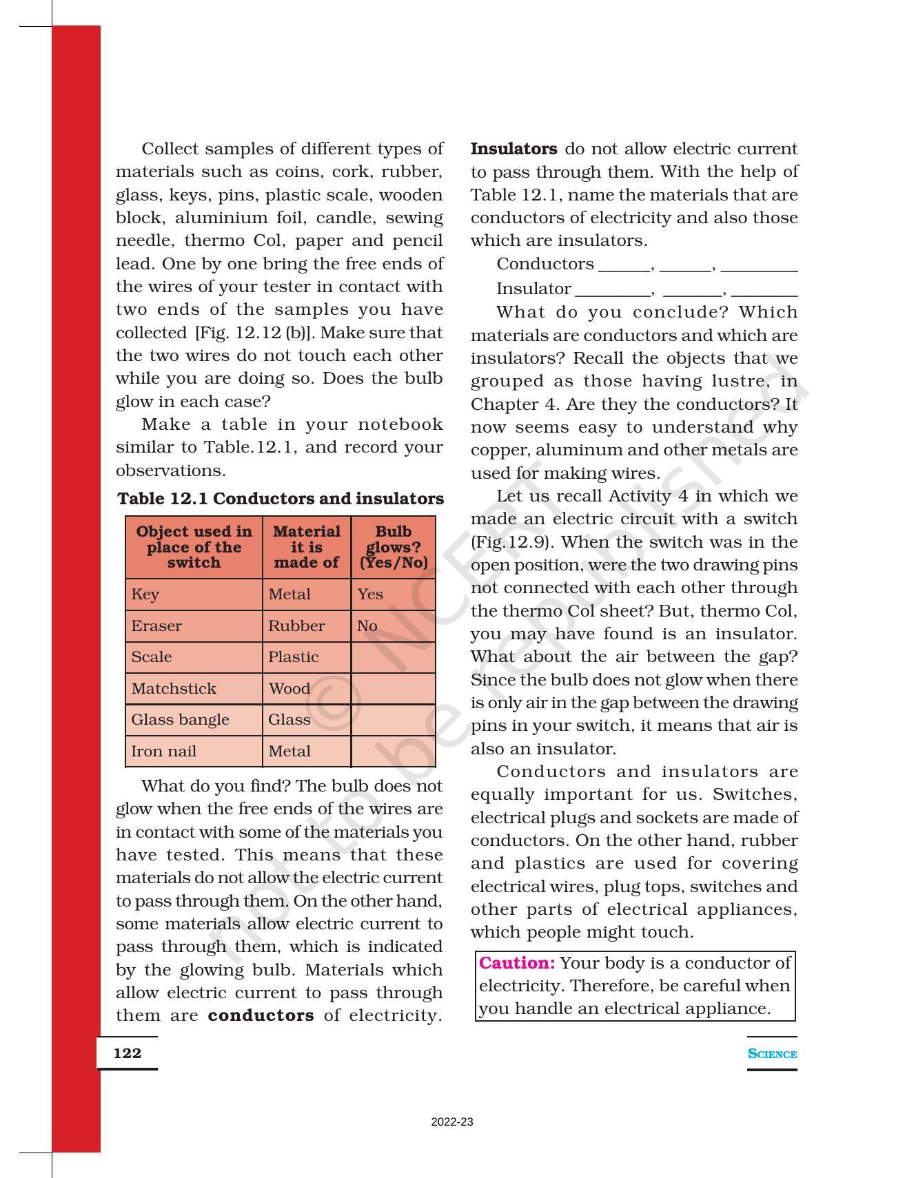 NCERT Book For Class 6 Science: Chapter 12-Electricity And Circuits ...