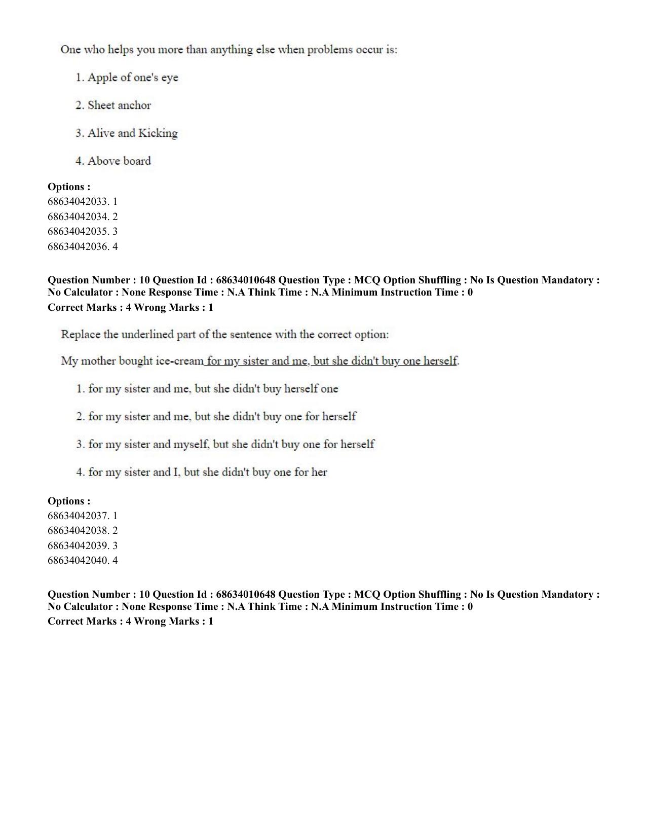 CUET PG 2023:COQP15 – M.Ed. (Eng.)-Shift 1 (09-06-2023) Question Paper - Page 10