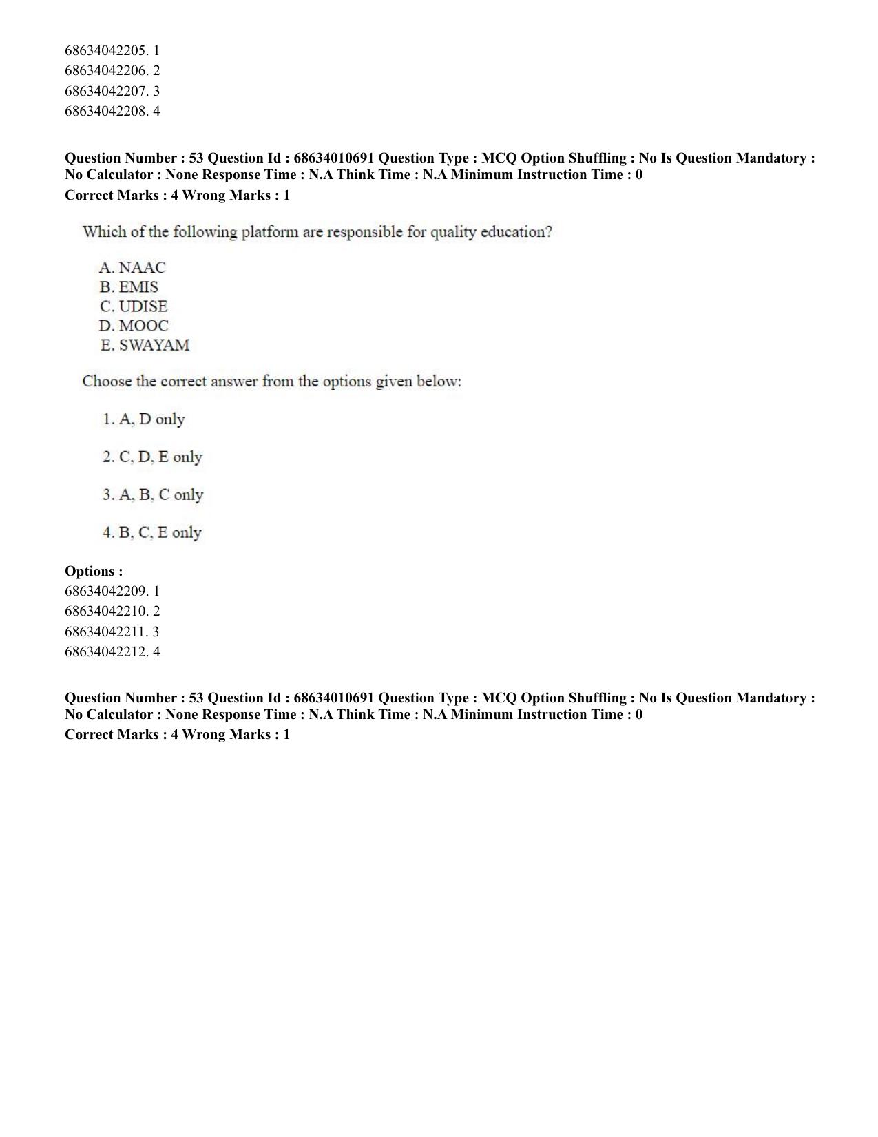 CUET PG 2023:COQP15 – M.Ed. (Eng.)-Shift 1 (09-06-2023) Question Paper - Page 52