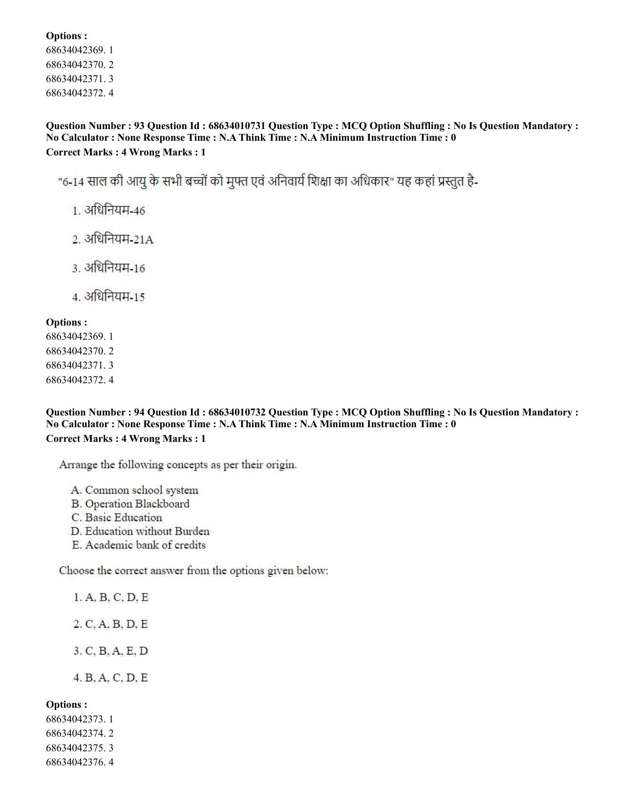 CUET PG 2023:COQP15 – M.Ed. (Eng.)-Shift 1 (09-06-2023) Question Paper - Page 92