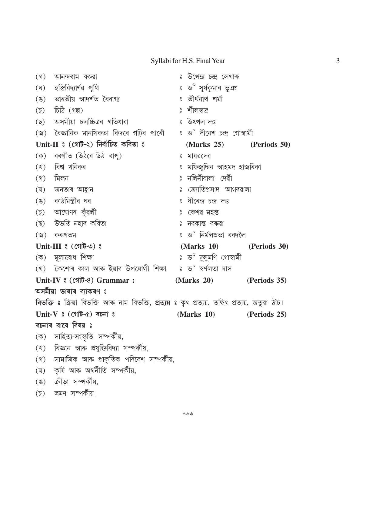 AHSEC 2nd Year Assamese Syllabus - Page 3