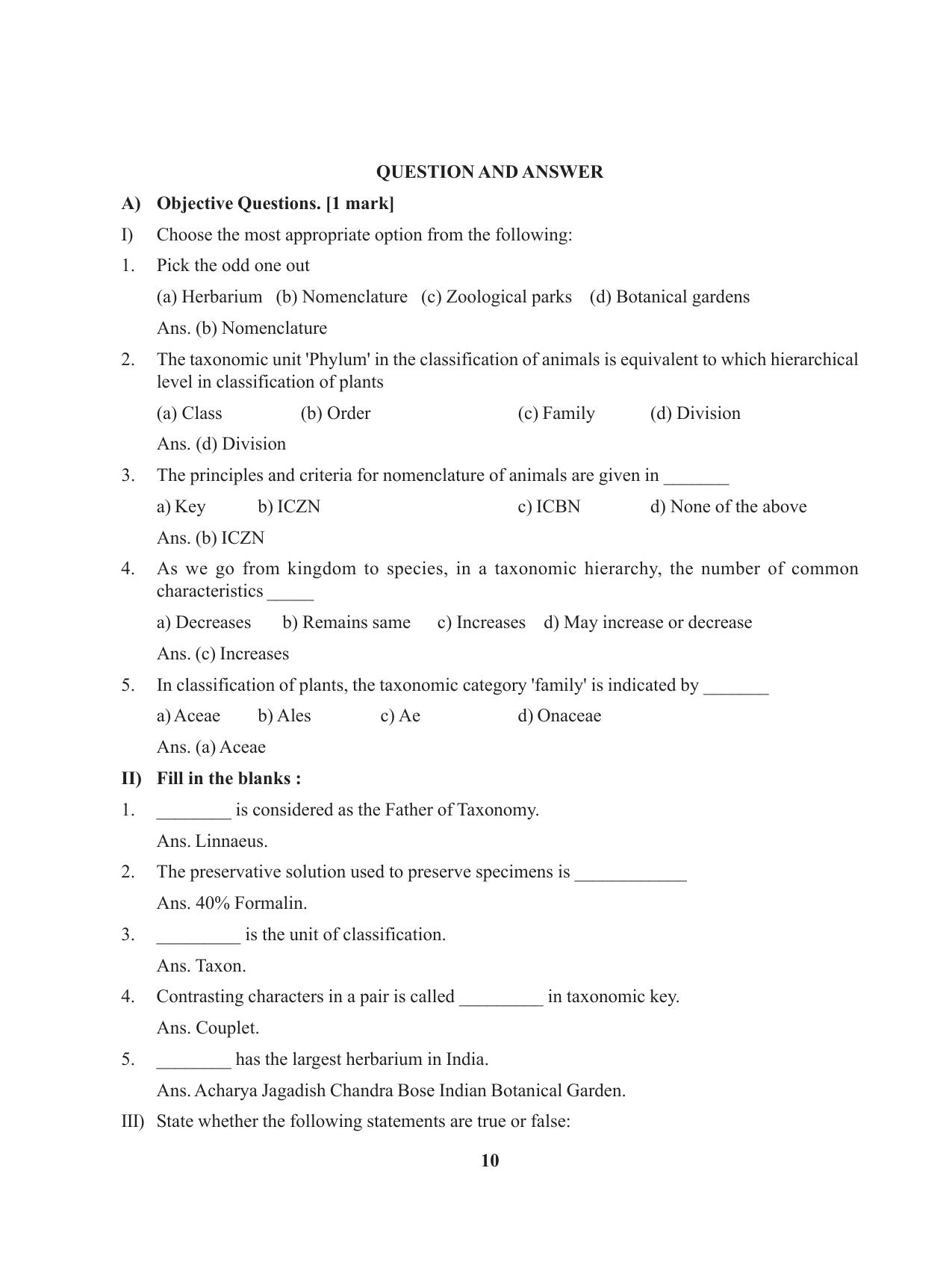 Tripura Board Class 11 Biology English Version Workbooks - Page 10