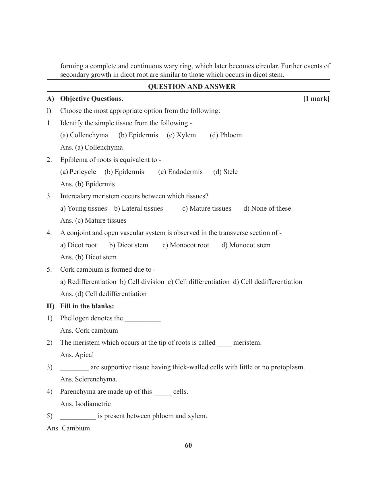 Tripura Board Class 11 Biology English Version Workbooks - Page 60