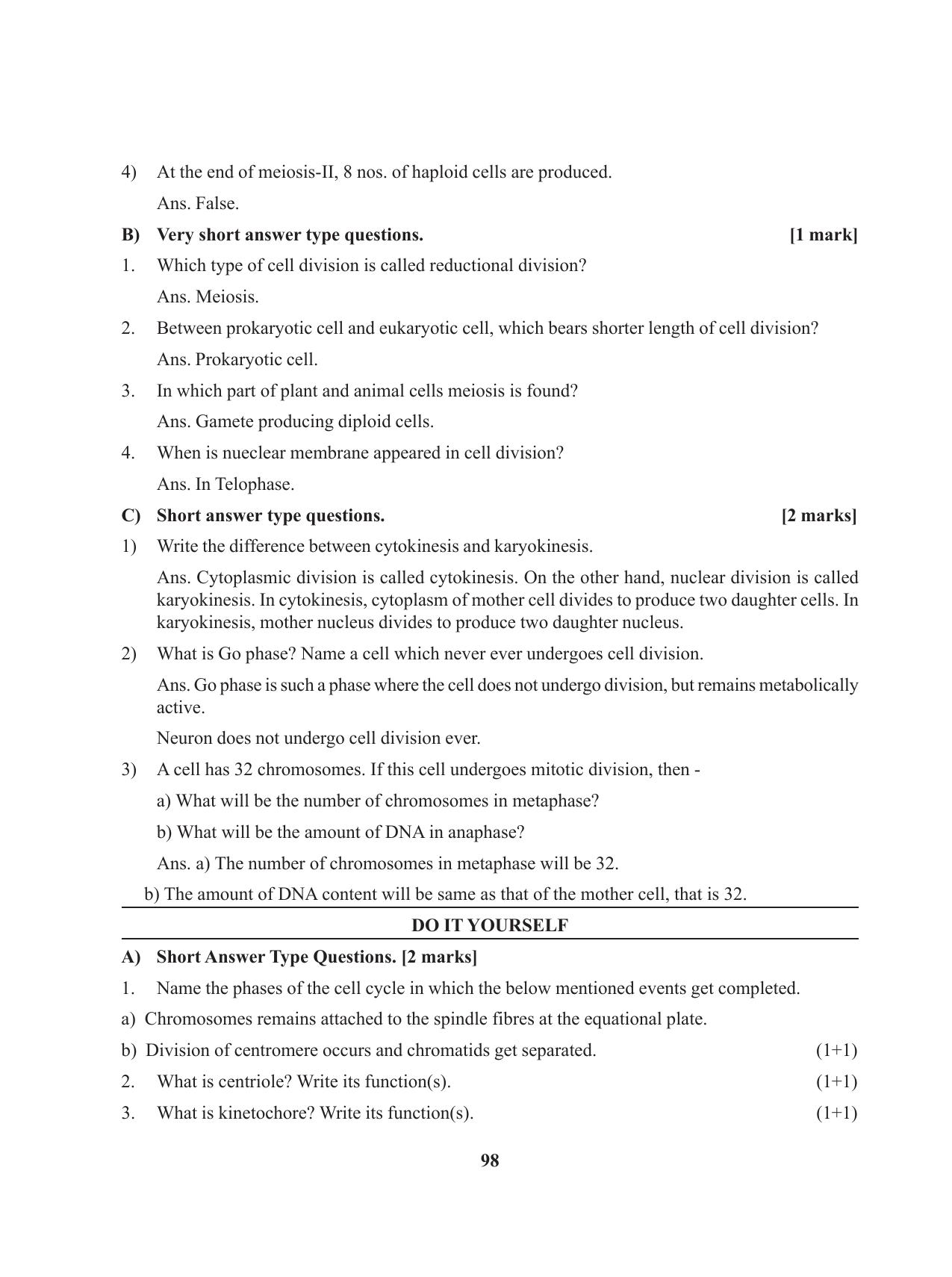 Tripura Board Class 11 Biology English Version Workbooks - Page 98