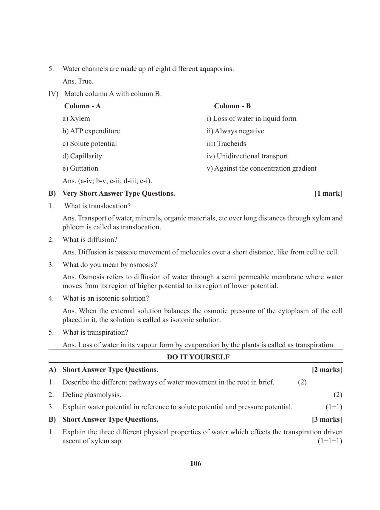 Tripura Board Class 11 Biology English Version Workbooks - Page 106