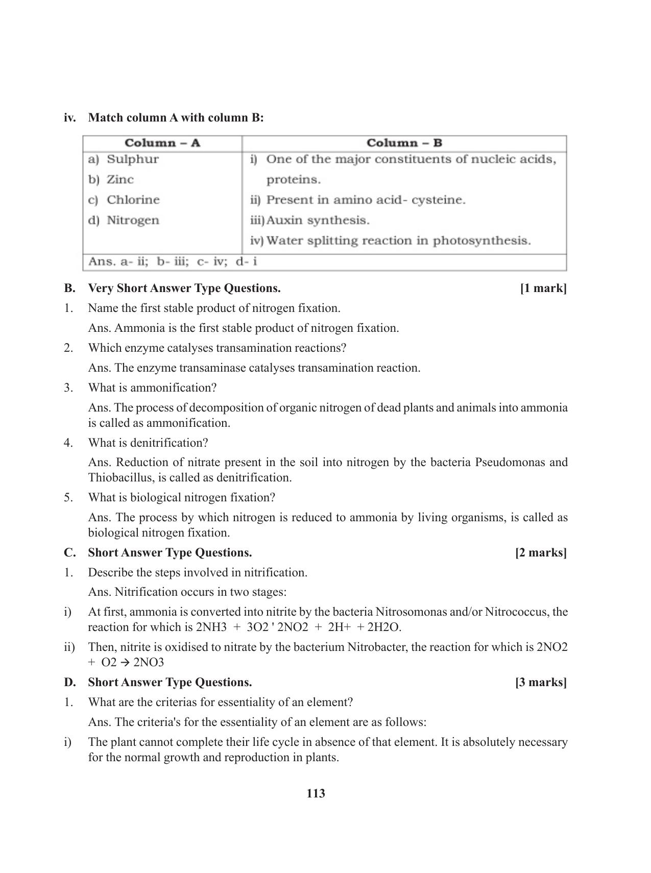 Tripura Board Class 11 Biology English Version Workbooks - Page 113