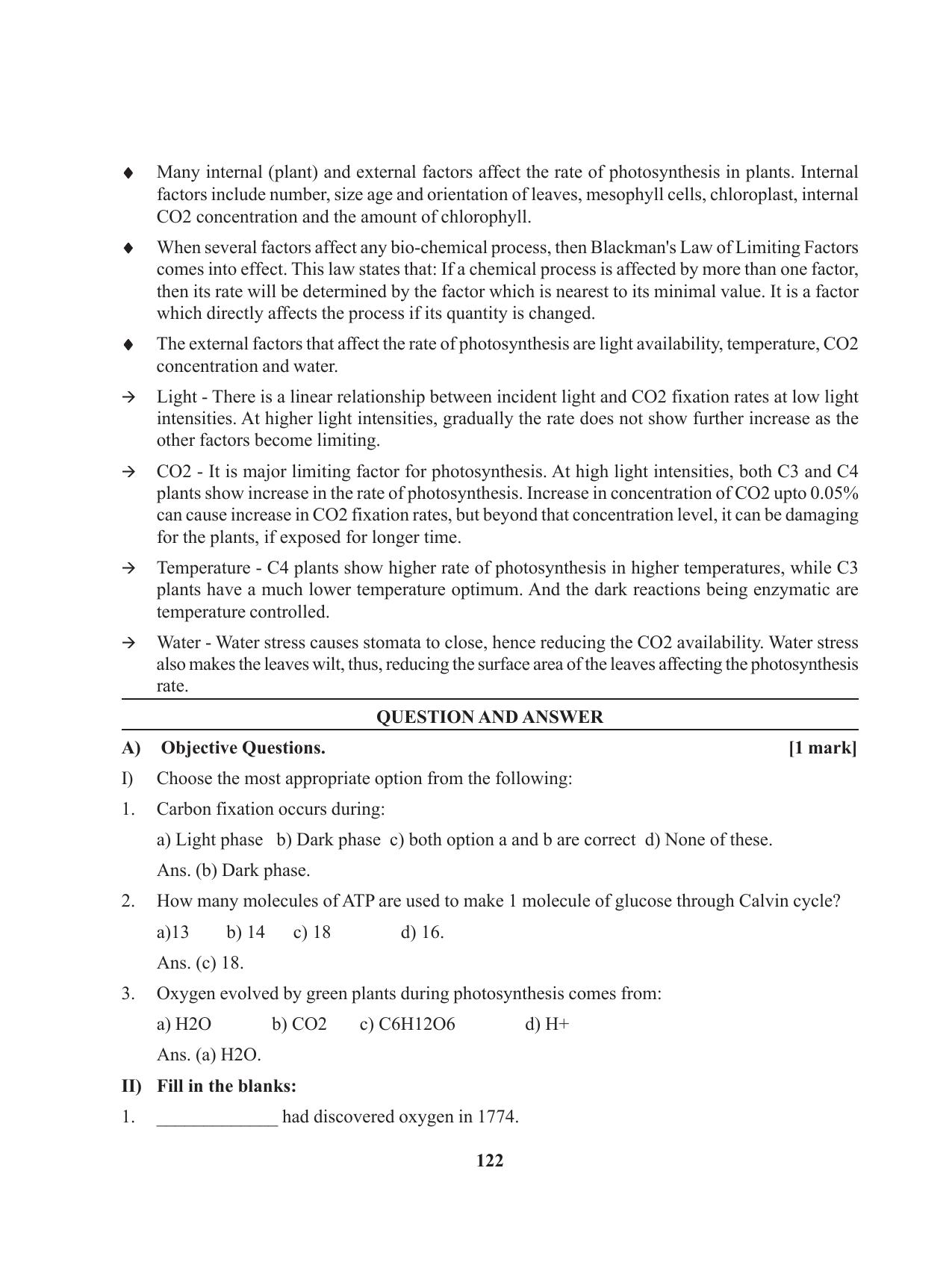 Tripura Board Class 11 Biology English Version Workbooks - Page 122