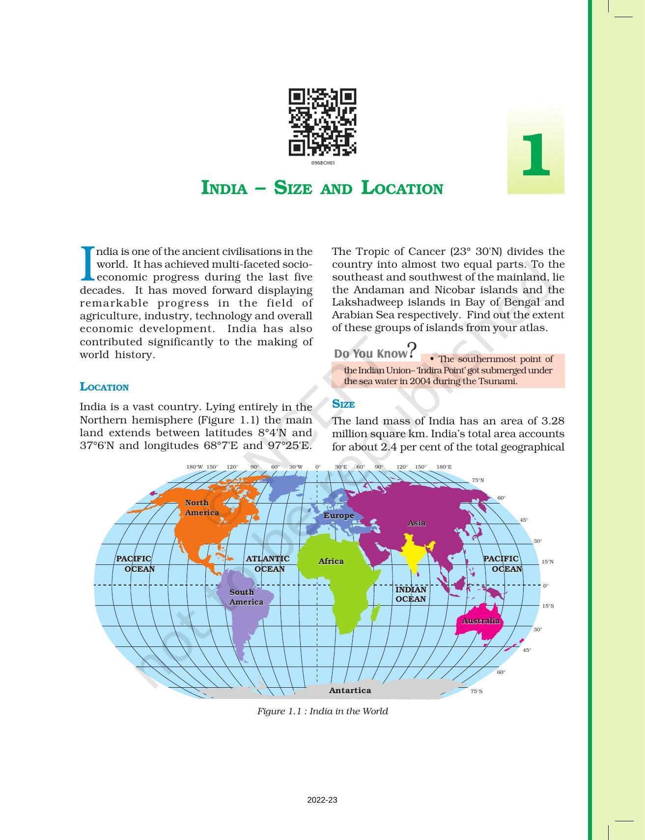 NCERT Book For Class 9 Geography Chapter 1 India–Size