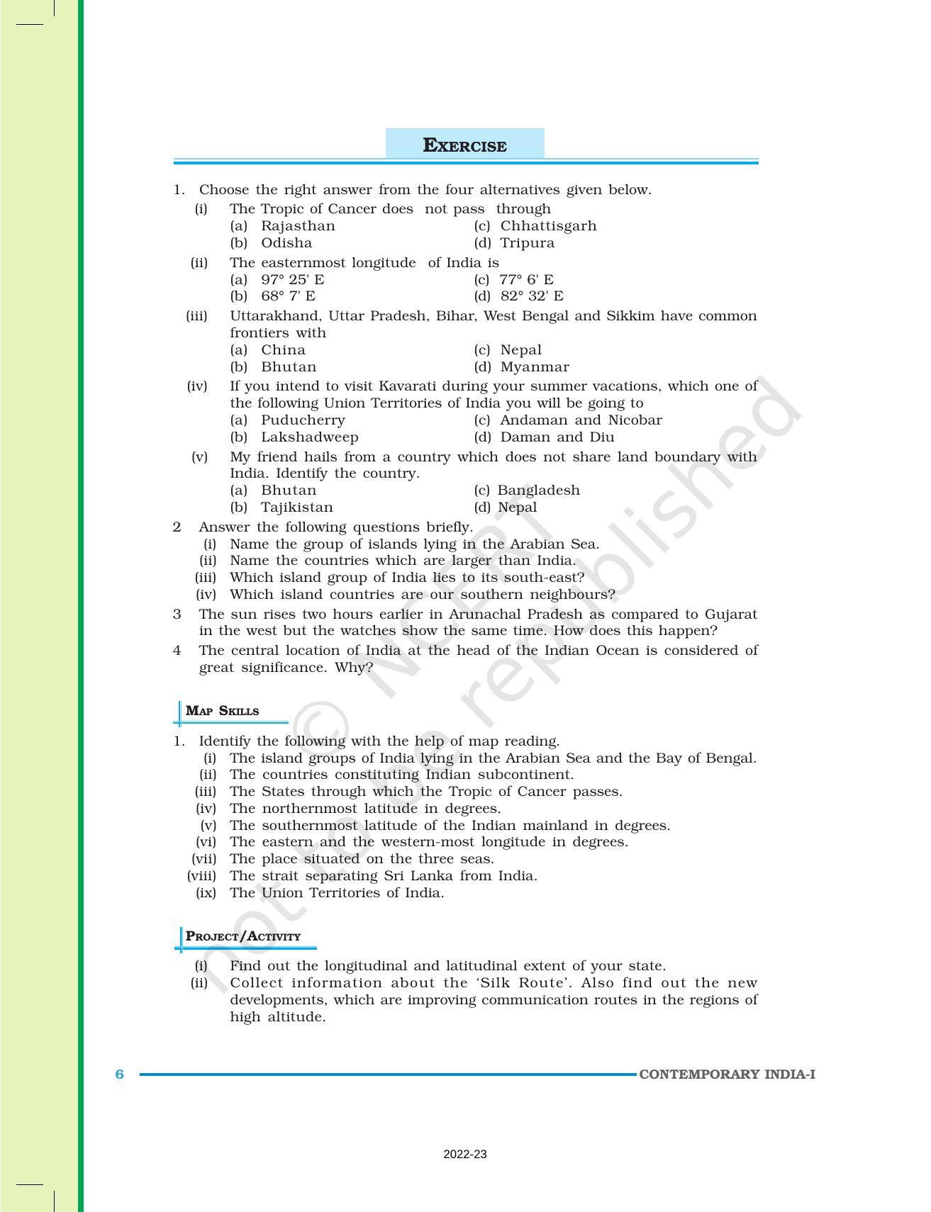 NCERT Book For Class 9 Geography Chapter 1 India–Size