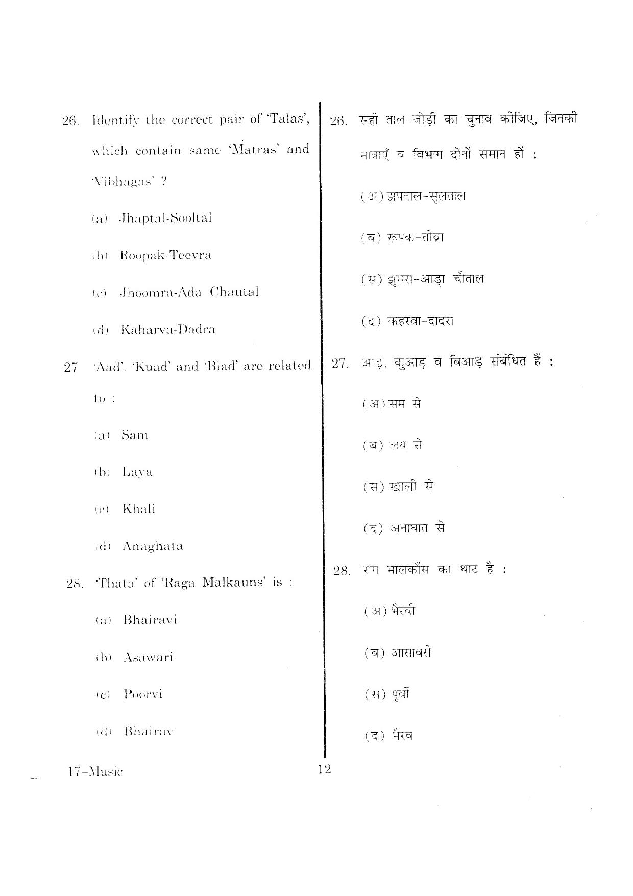 URATPG Music 2013 Question Paper - Page 12