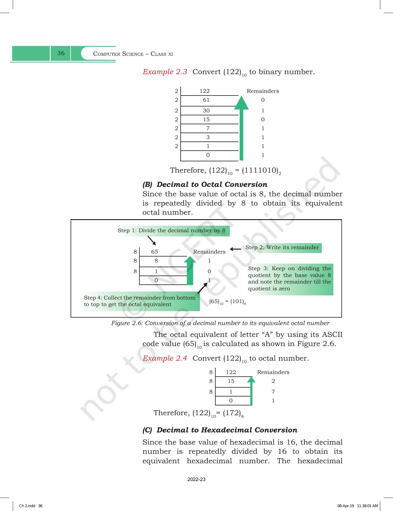 NCERT Book For Class 11 Computer Science Chapter 2 Encoding Schemes And ...