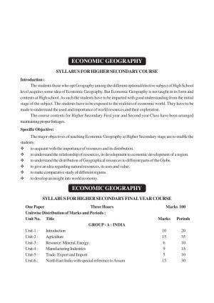 AHSEC 2nd Year  Economic Geography Syllabus