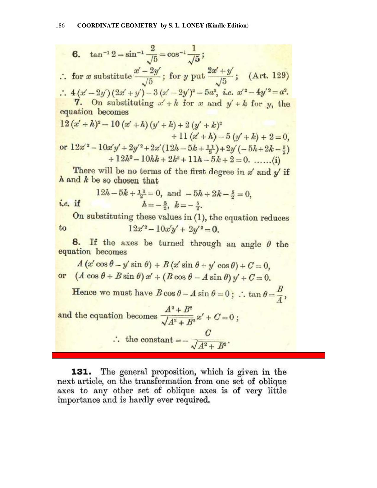 Chapter 7: Transformation Of Coordinates - SL Loney Solutions: The Elements of Coordinate Geometry - Page 6