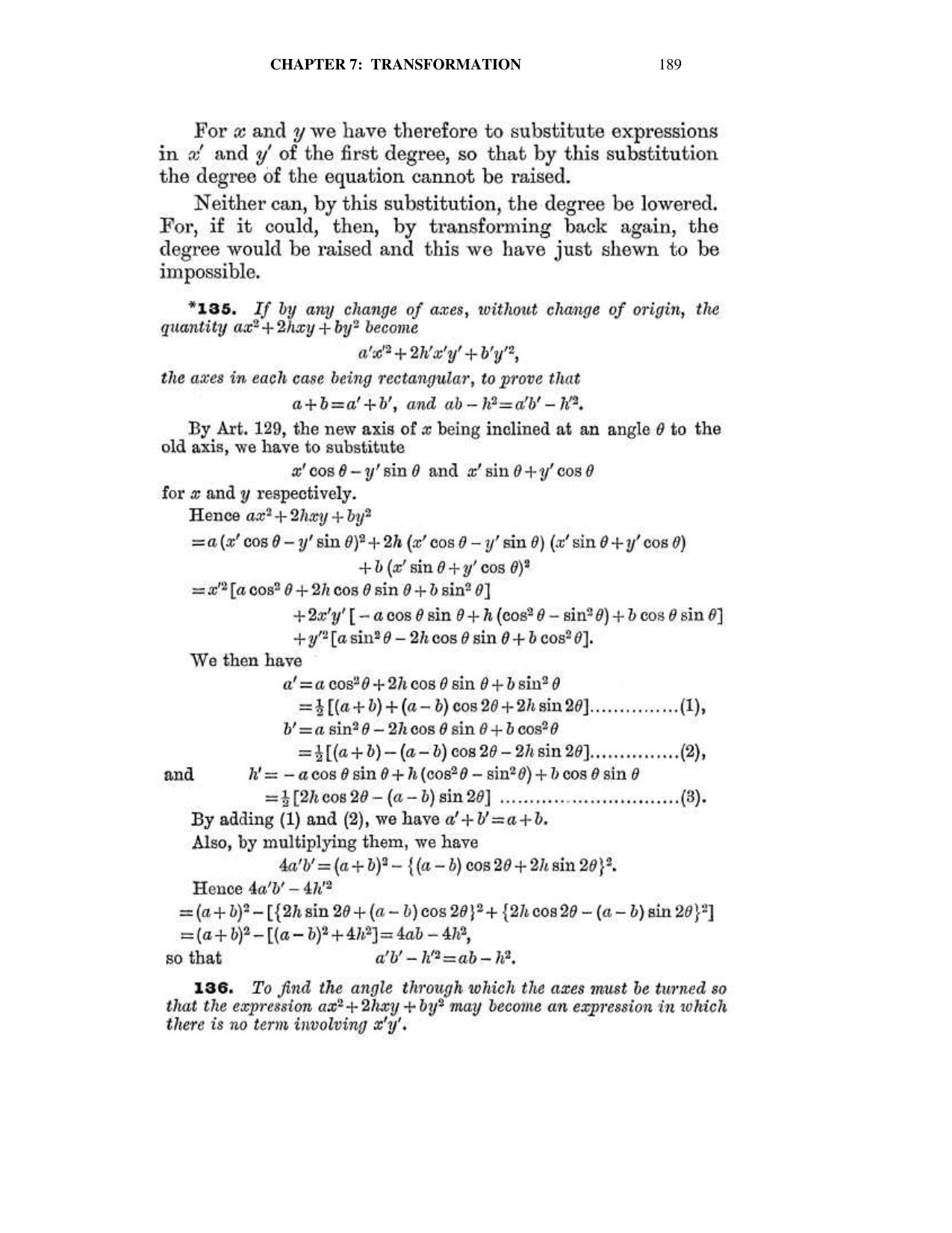 Chapter 7: Transformation Of Coordinates - SL Loney Solutions: The Elements of Coordinate Geometry - Page 9