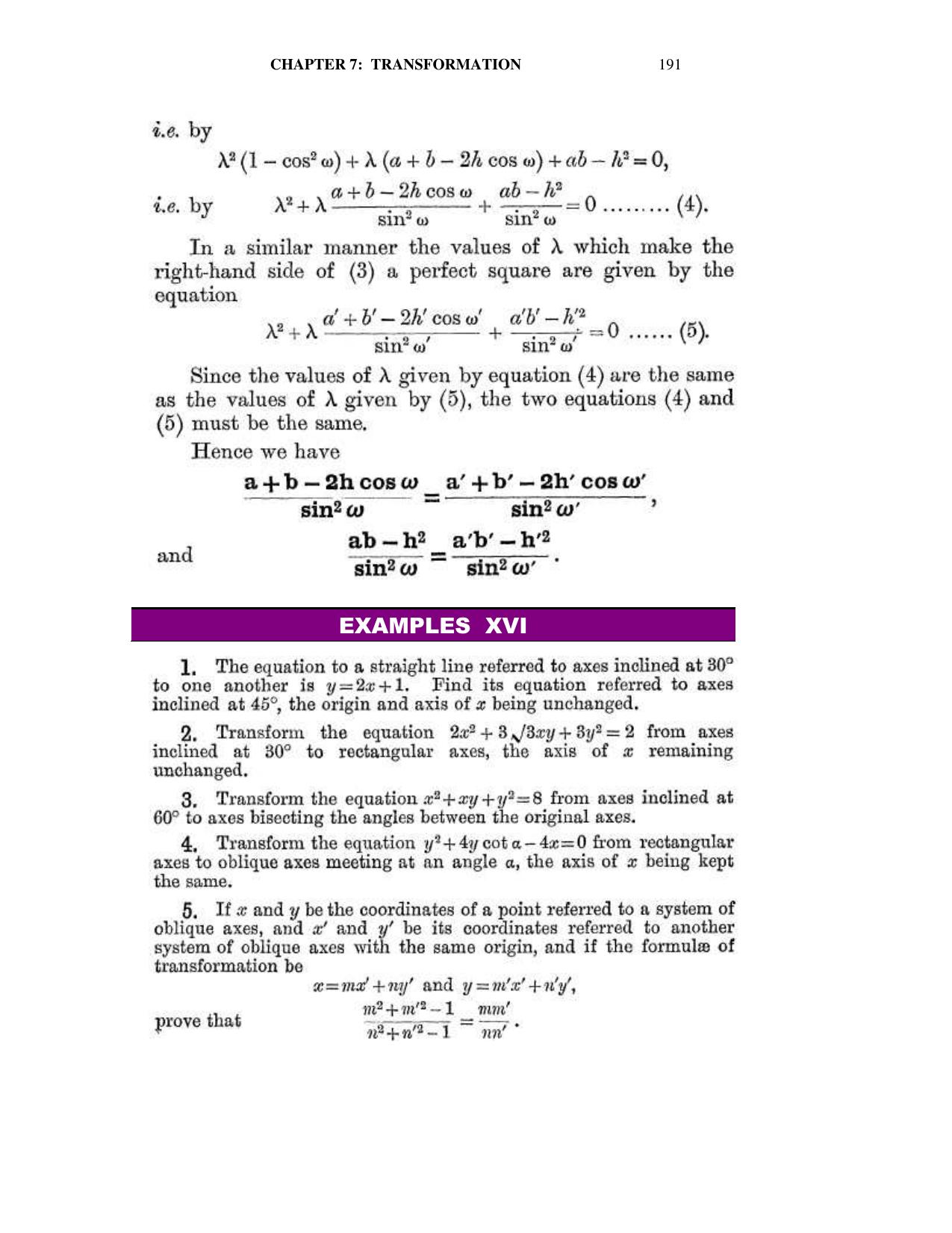 Chapter 7: Transformation Of Coordinates - SL Loney Solutions: The Elements of Coordinate Geometry - Page 11