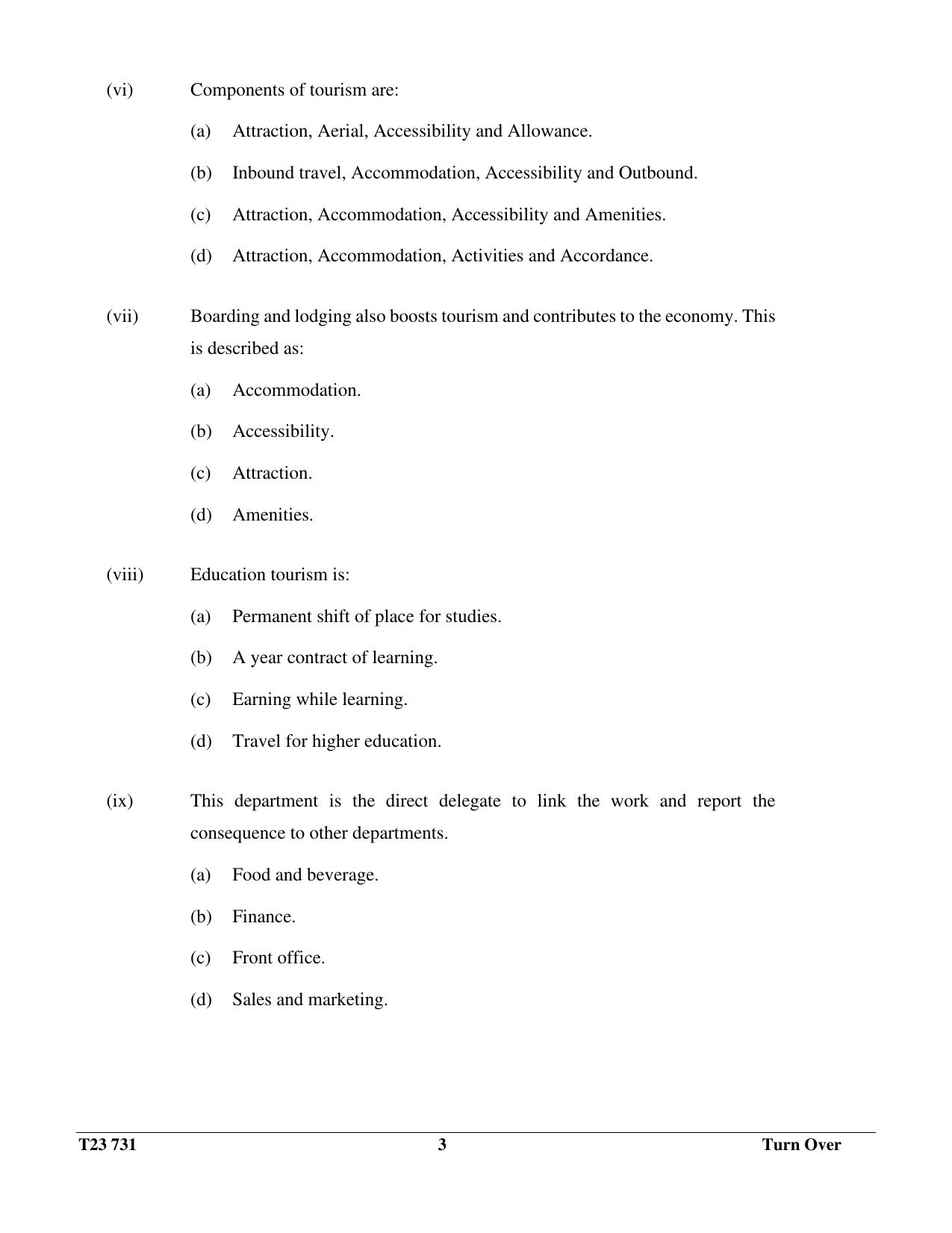 ICSE Class 10 HOSPITALITY MANAGEMENT 2023 Question Paper - Page 3