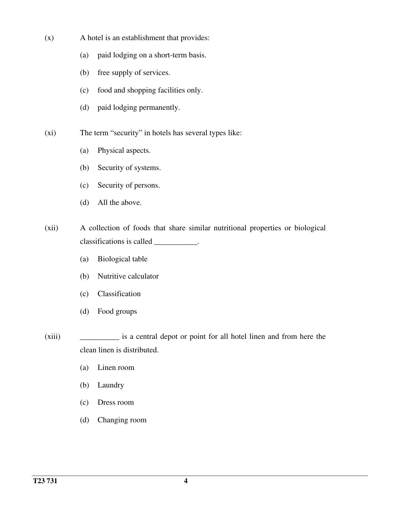 ICSE Class 10 HOSPITALITY MANAGEMENT 2023 Question Paper - Page 4