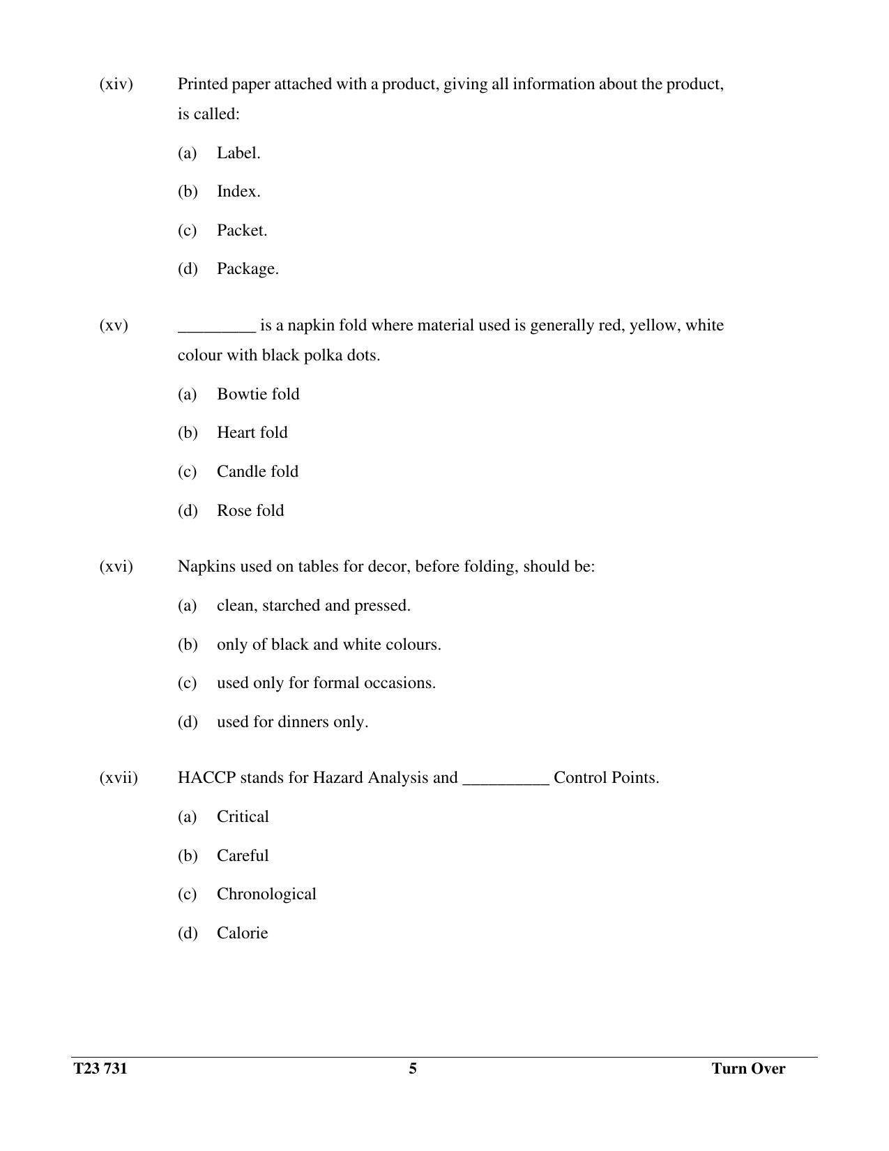 ICSE Class 10 HOSPITALITY MANAGEMENT 2023 Question Paper - Page 5