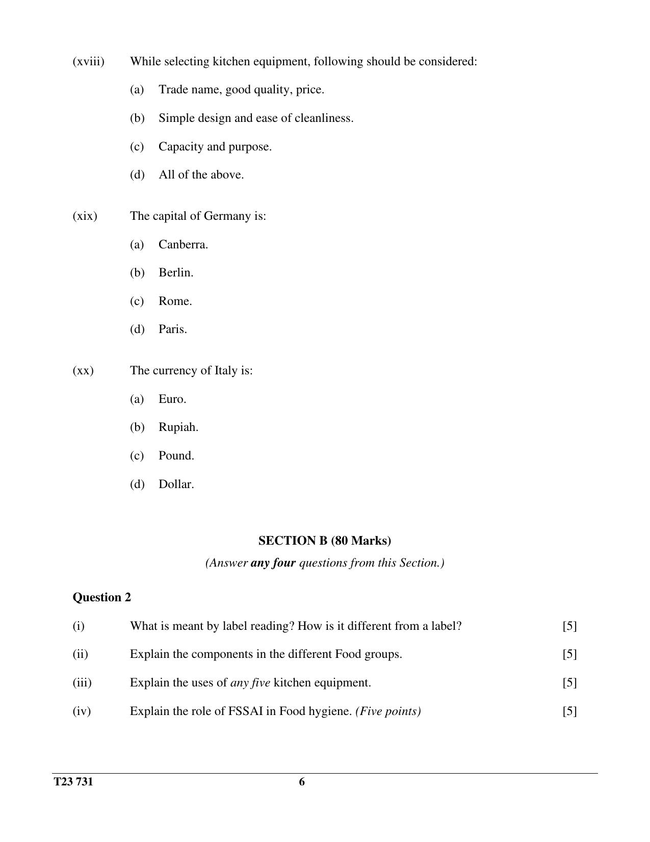 ICSE Class 10 HOSPITALITY MANAGEMENT 2023 Question Paper - Page 6