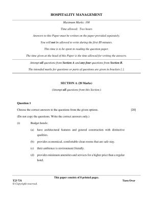 ICSE Class 10 HOSPITALITY MANAGEMENT 2023 Question Paper
